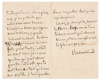CHATEAUBRIAND, FRANÇOIS RENÉ DE. Small archive of 6 letters Signed, Chateaubriand, and an unsigned note, to the Baron de Vitrolles or